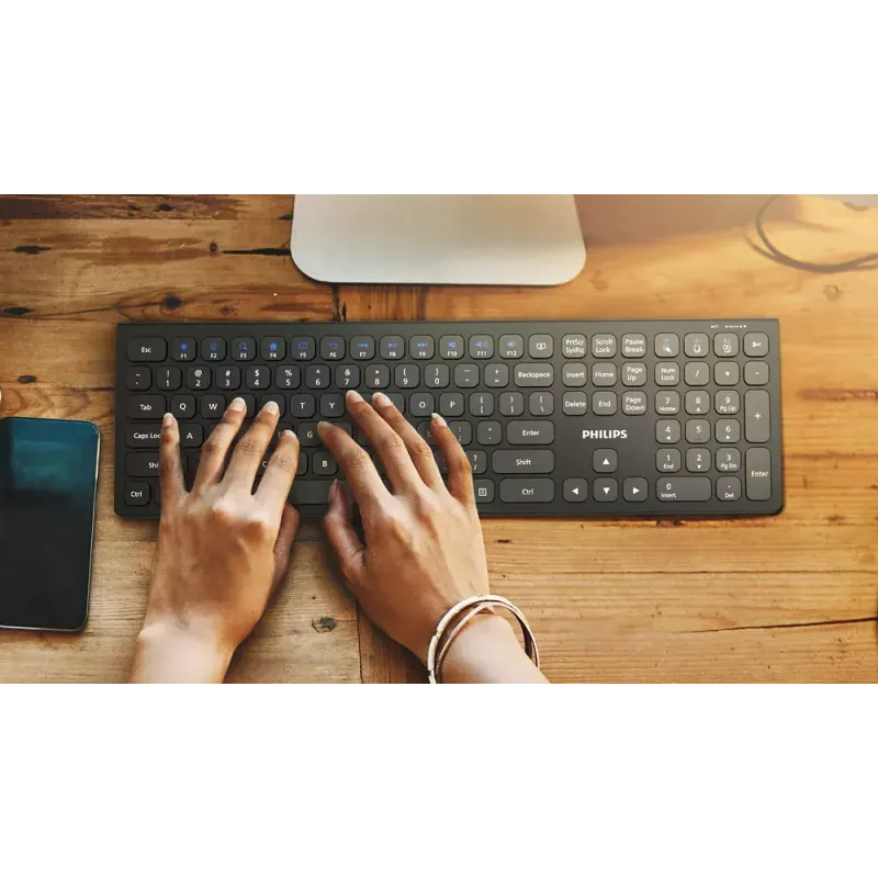 Philips 6000 sērija SPT6607B/31 tastatūra ar peli iekļauta Universāla RF bezvadu + Bluetooth Melna