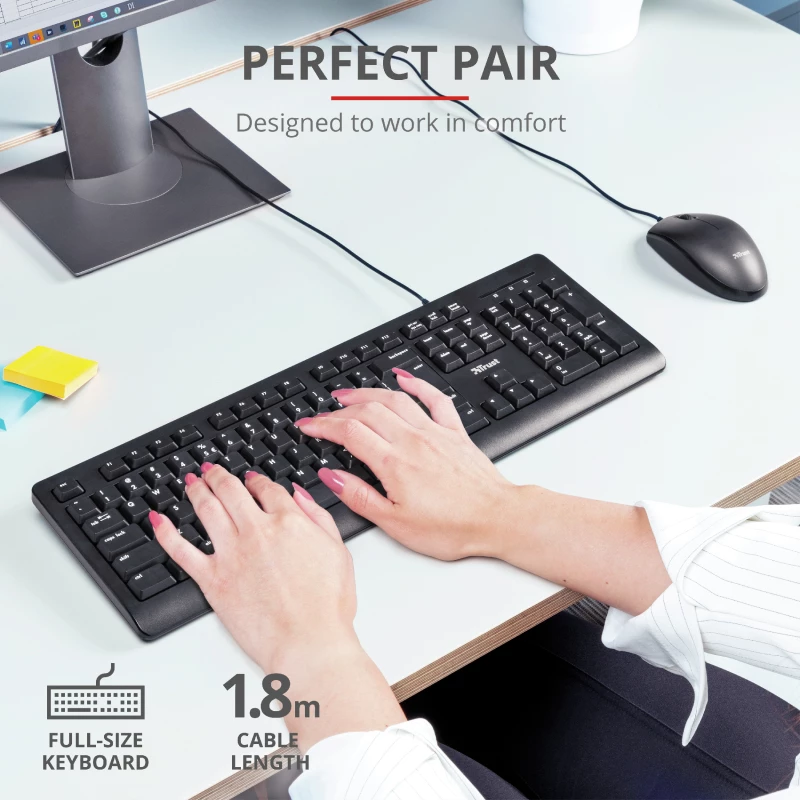 Trust Primo tastatūra Pele iekļauta Universāla USB AZERTY, Beļģu, Melna