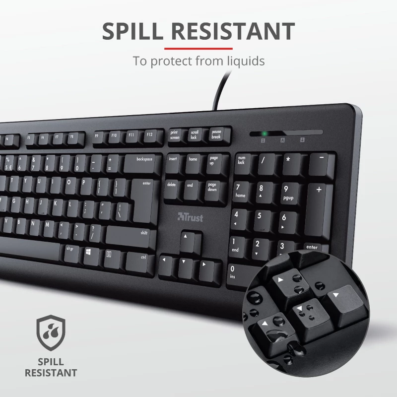 Trust Primo tastatūra Pele iekļauta Universāla USB AZERTY, Beļģu, Melna