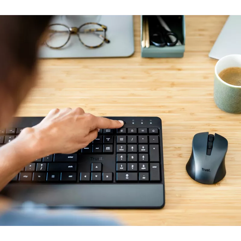 Trust Trezo tastatūra Pele iekļauta Birojs RF bezvadu AZERTY Beļģu Melna