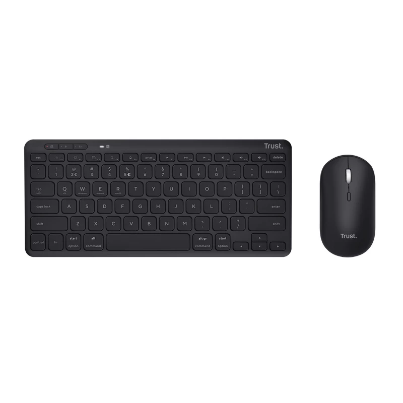 Trust Lyra tastatūra Pele iekļauta Birojs RF Bezvadu + Bluetooth AZERTY Beļģu Melns