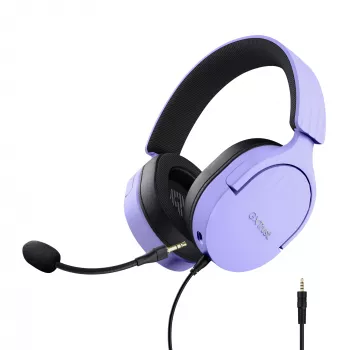 Trust GXT 489P FAYZO austiņas ar vadu, galvas stīpa, spēlēm, melnas, violetas