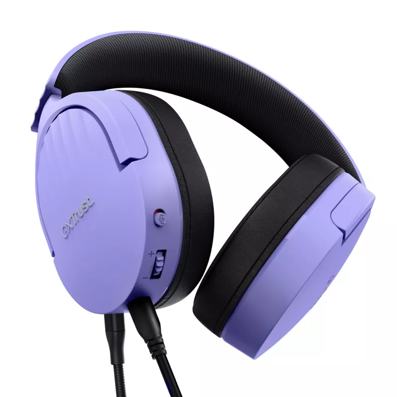 Trust GXT 489P FAYZO austiņas ar vadu, galvas stīpa, spēlēm, melnas, violetas