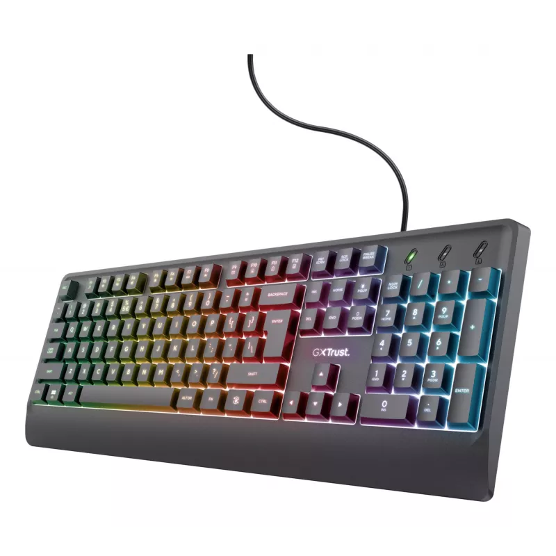 Trust GXT 792 Quadrox tastatūra Pelei iekļauta Spēļu USB QWERTY Beļģu Melna