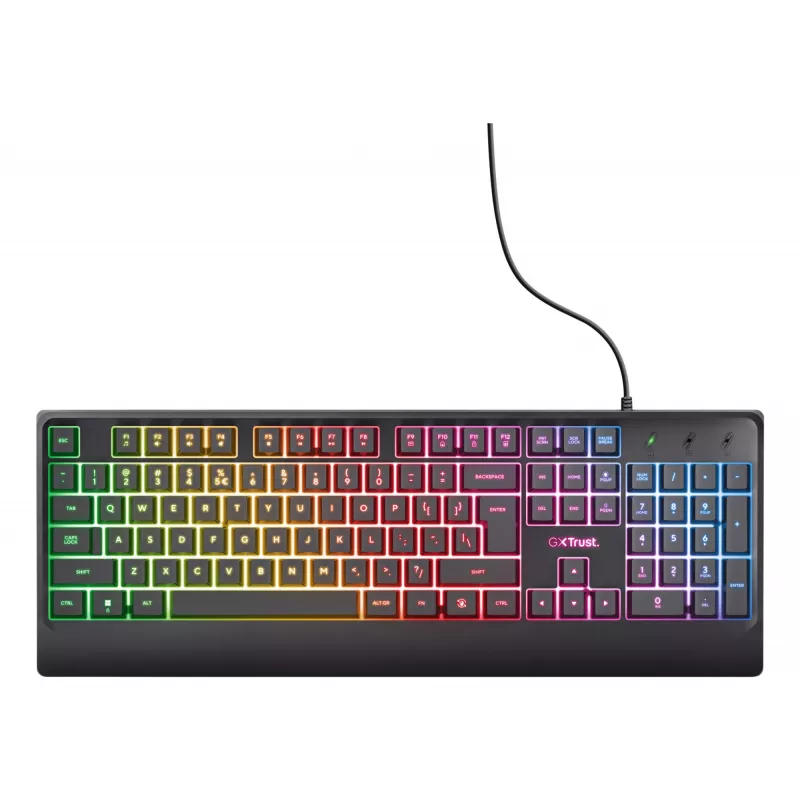 Trust GXT 792 Quadrox tastatūra Pelei iekļauta Spēļu USB QWERTY Beļģu Melna