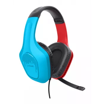Trust GXT 416S Zirox austiņas ar vadu, galvas stīpu, spēlēm, melnas, ciāna, sarkanas