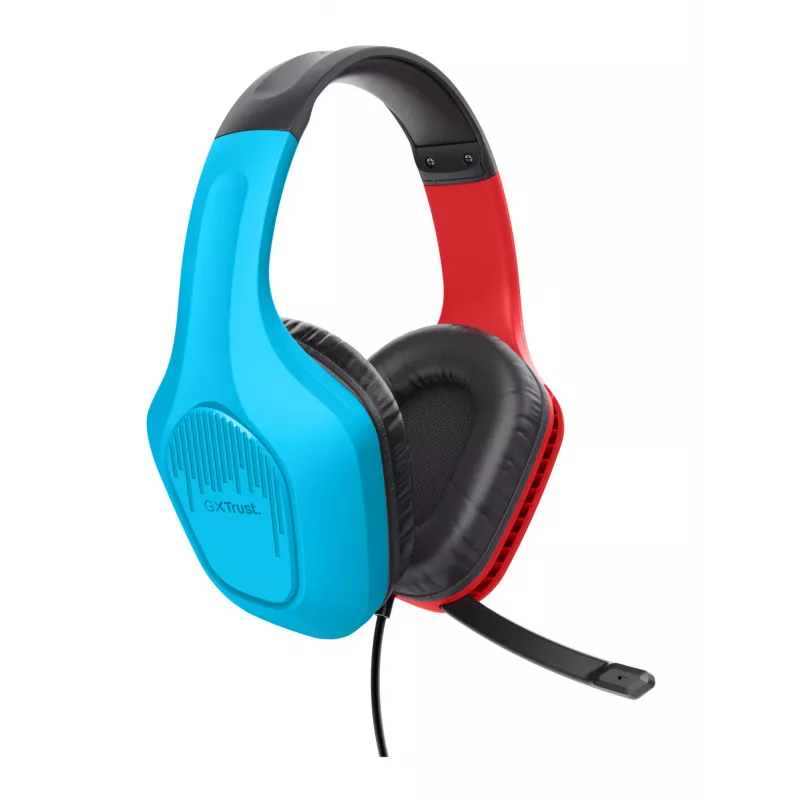 Trust GXT 416S Zirox austiņas ar vadu, galvas stīpu, spēlēm, melnas, ciāna, sarkanas
