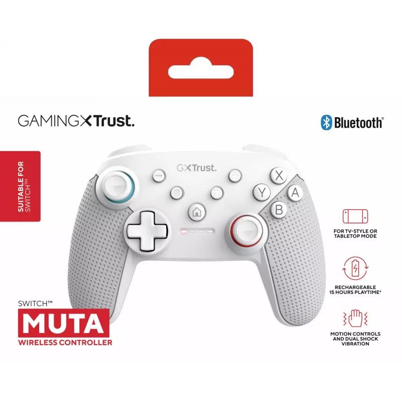 Trust GXT 1246W MUTA balts Bluetooth spēļu kontrolieris Nintendo Switch, Nintendo Switch Lite