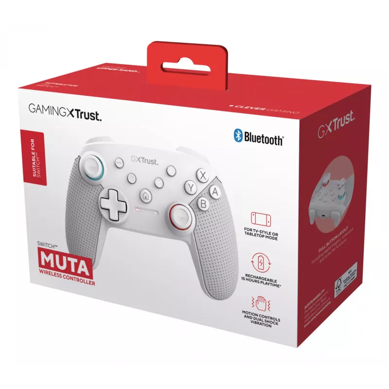 Trust GXT 1246W MUTA balts Bluetooth spēļu kontrolieris Nintendo Switch, Nintendo Switch Lite