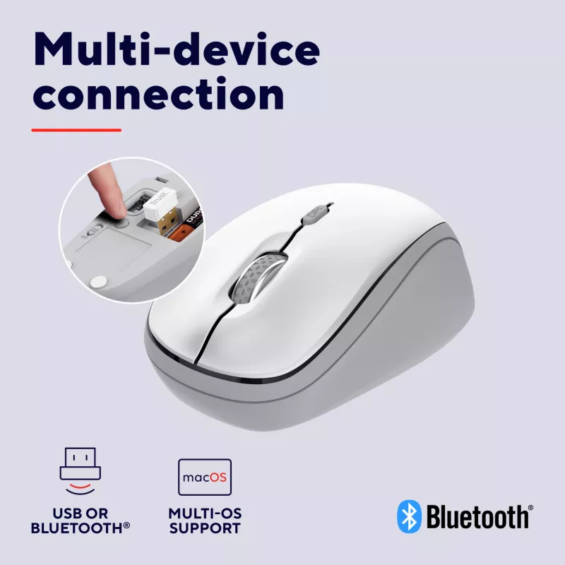 Trust Yvi+ pele Universāla Piemērota abām rokām RF bezvadu + Bluetooth Optiska 1600 DPI