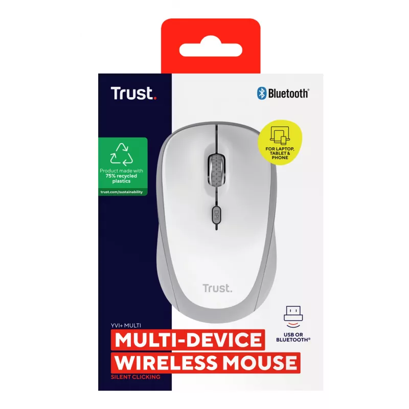 Trust Yvi+ pele Universāla Piemērota abām rokām RF bezvadu + Bluetooth Optiska 1600 DPI