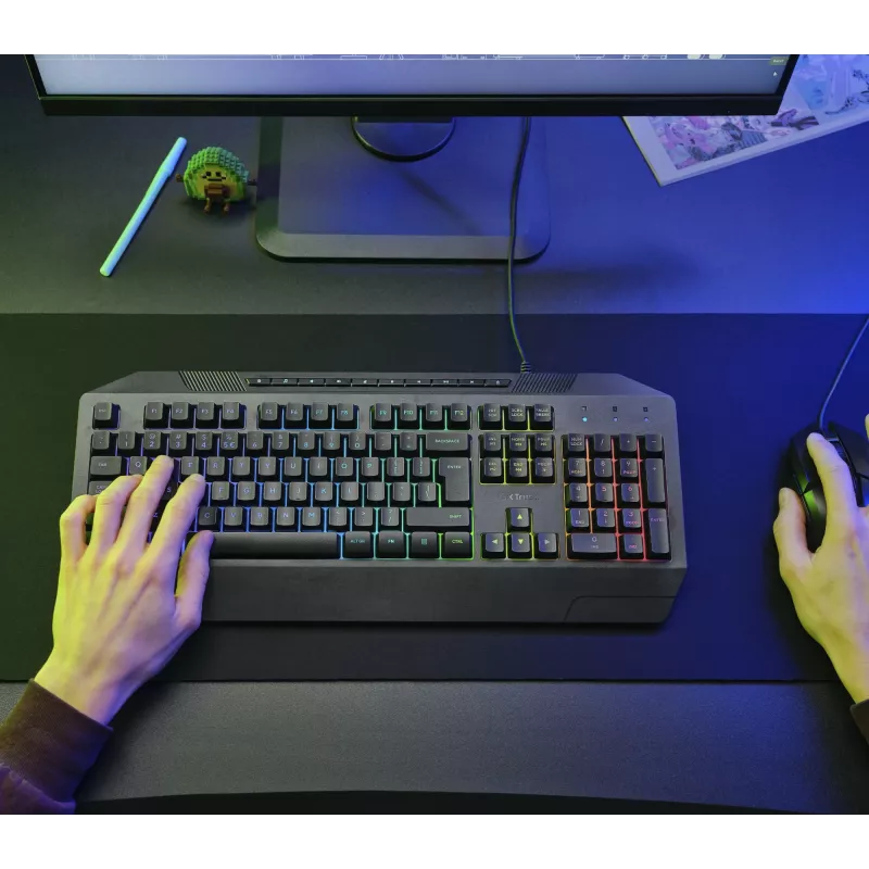Trust GXT 836 Evocx klaviatūra spēlēm USB AZERTY beļģu melna