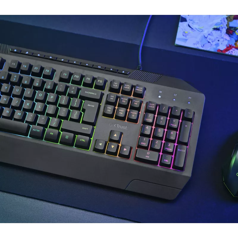 Trust GXT 836 Evocx klaviatūra spēlēm USB AZERTY beļģu melna