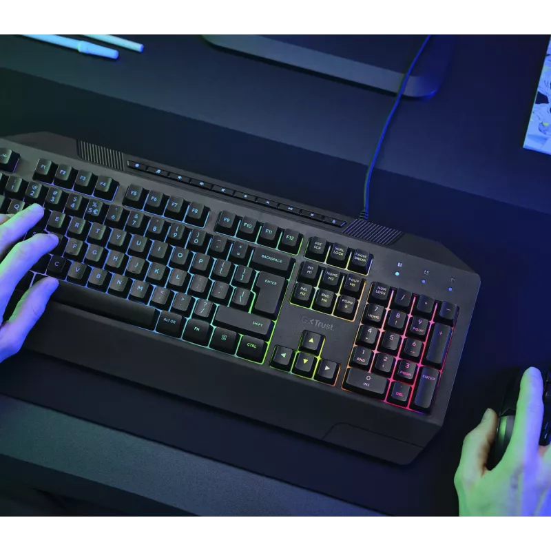 Trust GXT 836 Evocx klaviatūra spēlēm USB AZERTY beļģu melna