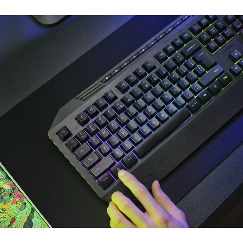 Trust GXT 836 Evocx klaviatūra spēlēm USB AZERTY beļģu melna