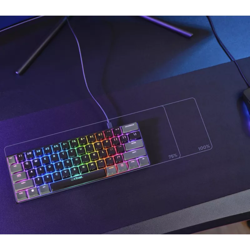 Trust GXT 867 Acira tastatūra Gaming USB AZERTY Belgian Melna, Pelēka