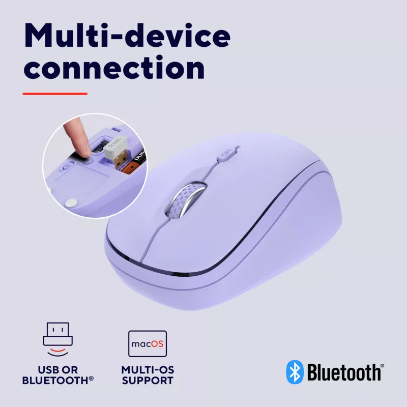 Trust Yvi+ pele Universāla Piemērota abām rokām RF bezvadu + Bluetooth Optiska 1600 DPI