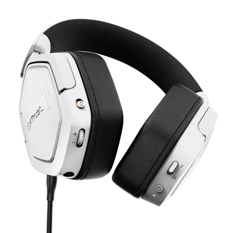 Trust GXT 493PS Carus austiņas ar vadu un bezvadu savienojumu, galvas lentes tipa, spēļu austiņas, Bluetooth, baltas