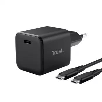 Lādētājs TRUST Maxo īpaši mazs 65 W GaN USB-C melns ar 2 m kabeli