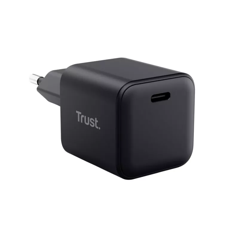 Lādētājs TRUST Maxo īpaši mazs 65 W GaN USB-C melns ar 2 m kabeli