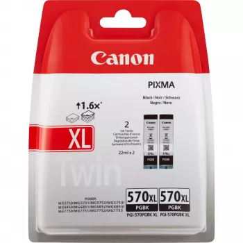 Canon PGI-570BK XL lielas ietilpības melnā tintes kasetne (divpaka)