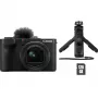 Kompakta kamera Canon PowerShot V1 Premium Vlogger Kit — 22,3 MP, 1/4 collu CMOS, 4K UHD, 3,1x optiskā tālummaiņa, 3 collu skārienekrāns, melna