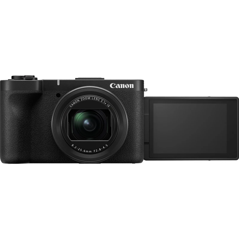 Kompakta kamera Canon PowerShot V1 Premium Vlogger Kit — 22,3 MP, 1/4 collu CMOS, 4K UHD, 3,1x optiskā tālummaiņa, 3 collu skārienekrāns, melna