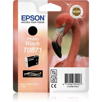 Epson Flamingo Singlepack Photo Melns T0871 Ultra Gloss augstspīduma melna fototinte, 1 gab.