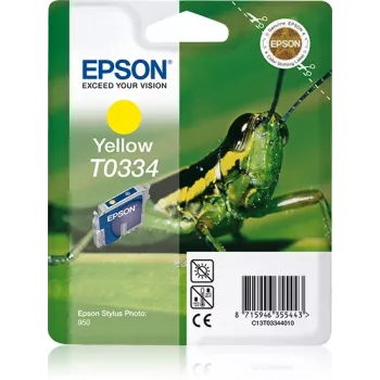 Epson Grasshopper Singlepack dzeltena T0334, dzeltena, pigmenta tinte, 17 ml, 1 gab.