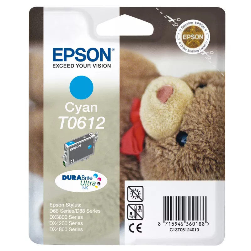 Epson Teddybear Singlepack ciāna T0612 DURABrite Ultra tinte, ciāna, 8 ml, 1 gab.