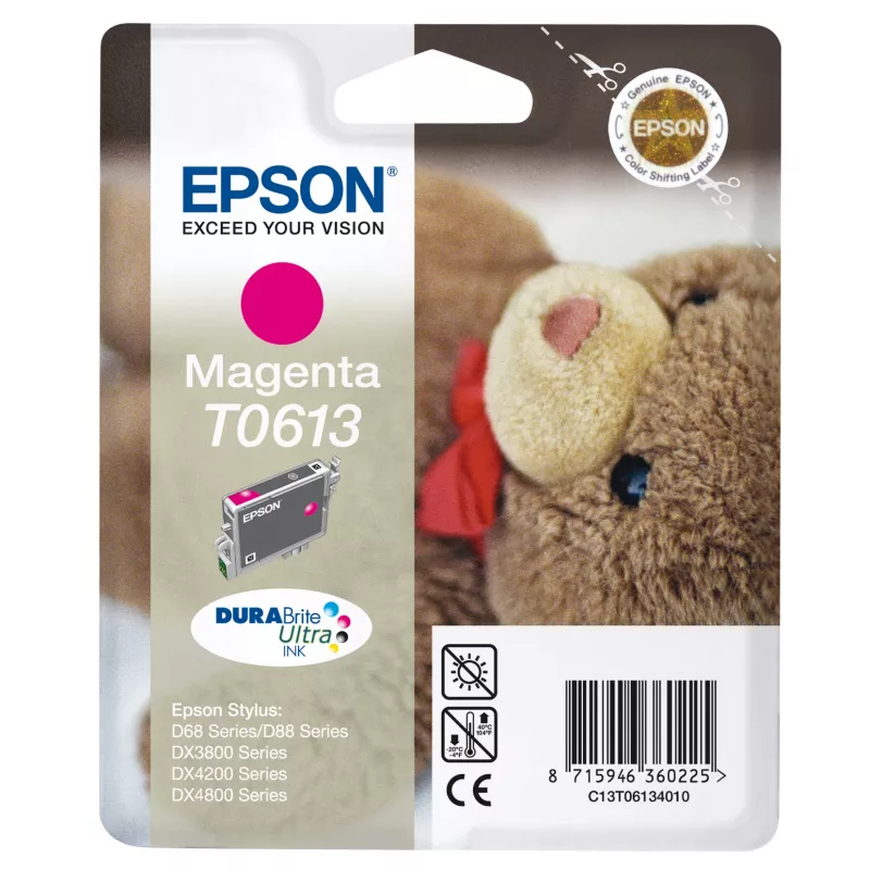 Epson Teddybear Singlepack purpursarkana T0613 DURABrite Ultra tinte