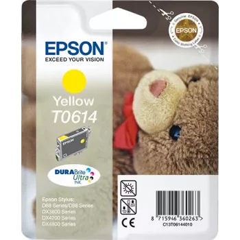 Epson Teddybear Singlepack dzeltena T0614 DURABrite Ultra tinte, dzeltena, uz pigmenta bāzes veidota tinte, 8 ml, 1 gab.
