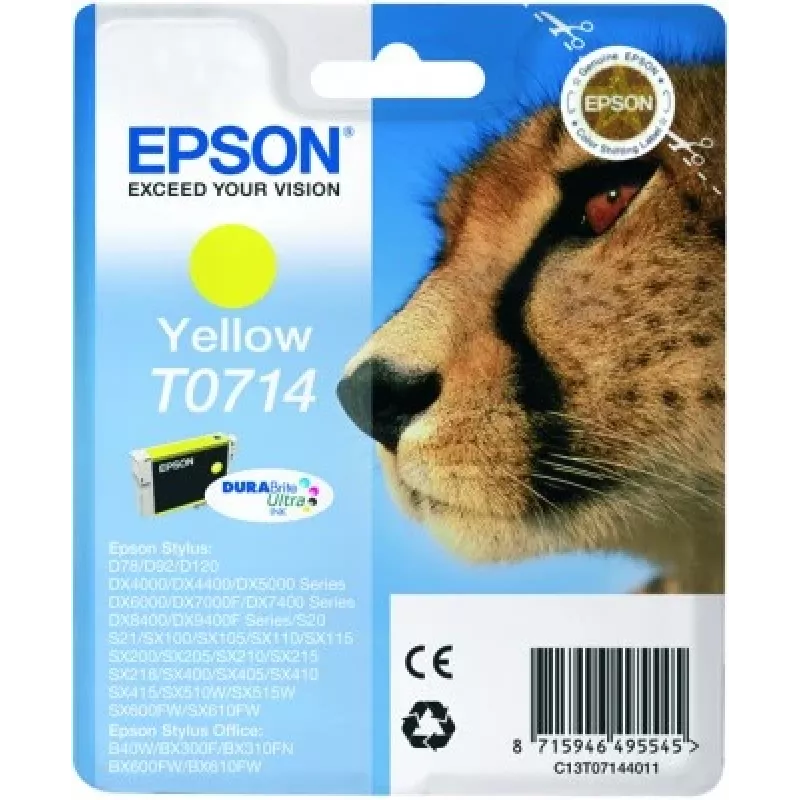 Epson Cheetah Singlepack dzeltena T0714 DURABrite Ultra tinte
