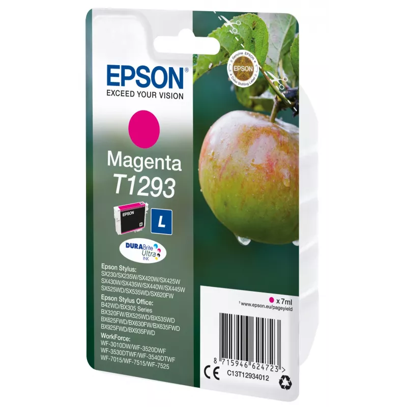 Epson Apple Singlepack fuksīna T1293 DURABrite Ultra tintes kārtridžs, fuksīna, Ar pigmentu bāzēta tinte, 7 ml, 1 gab.