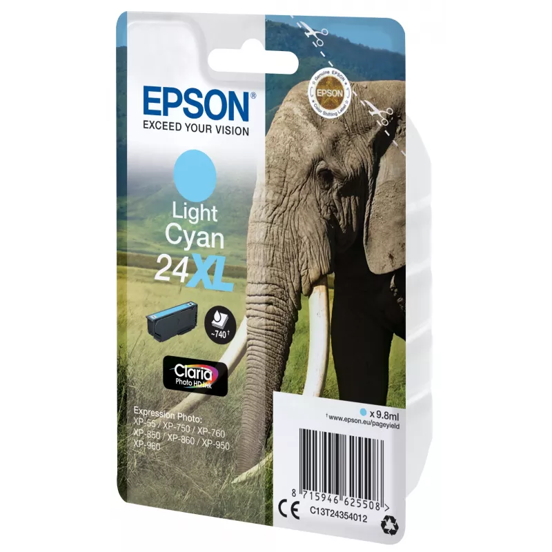 Epson Elephant Singlepack Light ciāna 24XL Claria Photo HD Ink