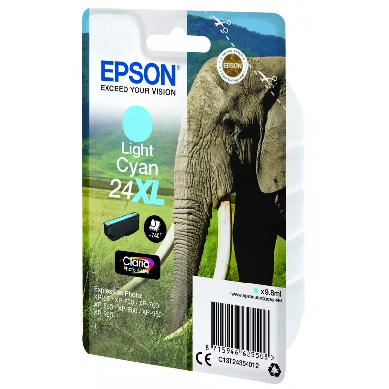 Epson Elephant Singlepack Light ciāna 24XL Claria Photo HD Ink