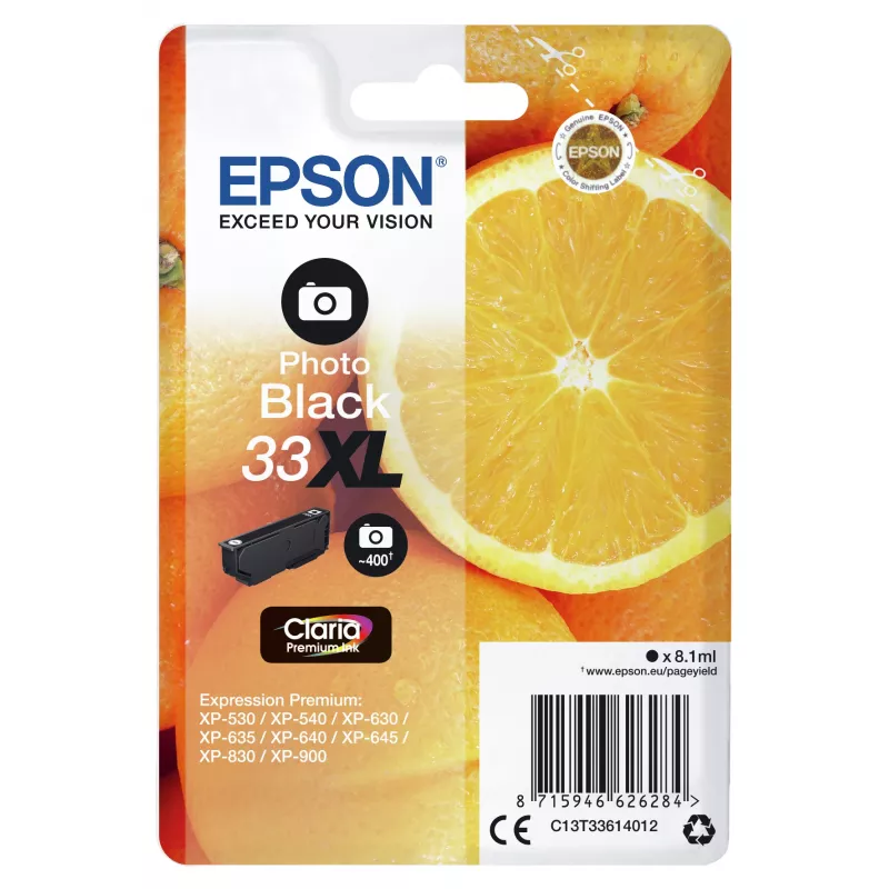 Epson oranžas Singlepack Photo Melns 33XL Claria Premium Ink