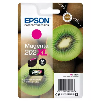 Epson Kiwi Singlepack fuksīna 202XL Claria Premium Ink, High (XL) Yield, fuksīna, pigmenta tinte, 8.5 ml, 1 gab., 650 lapas