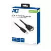 ACT 0,6 metri USB uz seriālo adapteri, Melns, 0,6 m, USB Type-A, DB-9, Vīrišķais, Vīrišķais