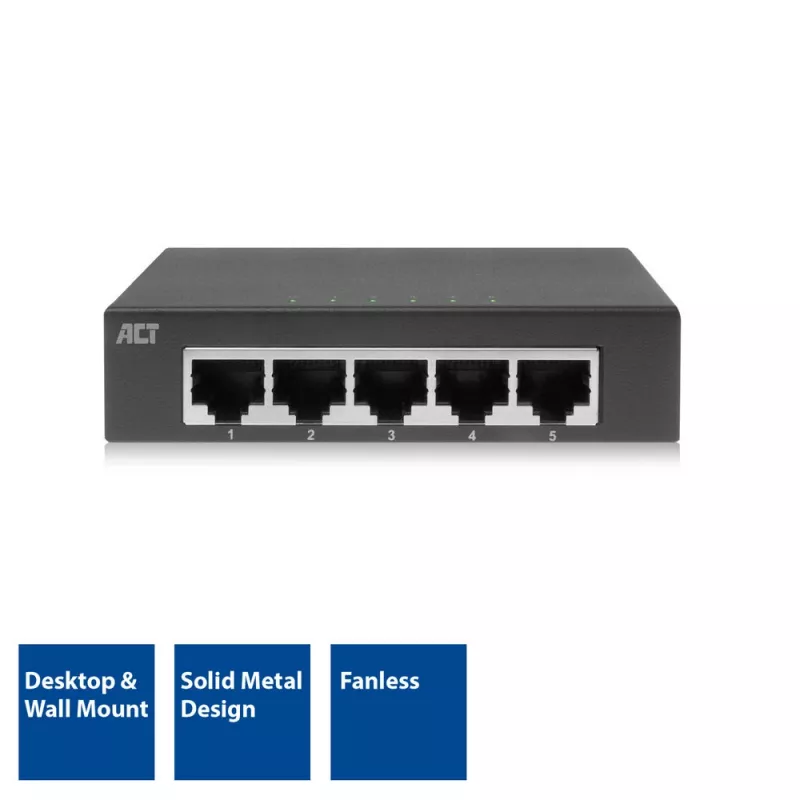 Nepārvaldāms slēdzis ACT AC4415 Gigabit Ethernet 5 porti 10 Gbit/s