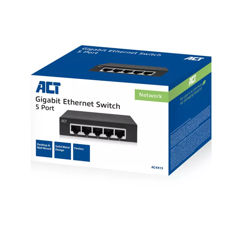 Nepārvaldāms slēdzis ACT AC4415 Gigabit Ethernet 5 porti 10 Gbit/s