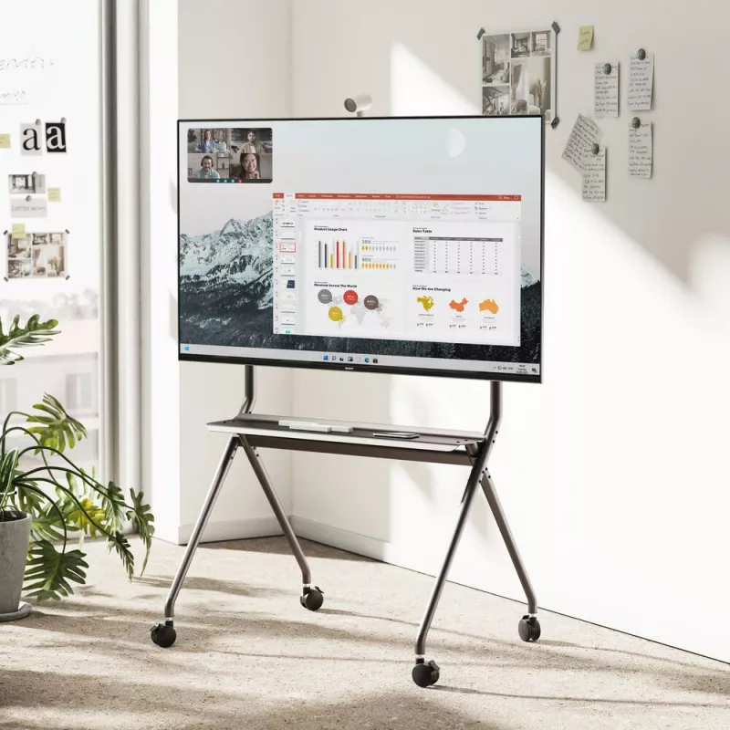 ACT pārvietojams TV/monitoru grīdas statīvs, 50” līdz 86”, VESA, 127 cm (50 collas), 2,18 m (86 collas), 200 x 200 mm, 800 x 600 mm, Alumīnijs, Plastmasa, Tērauds, Pelēks