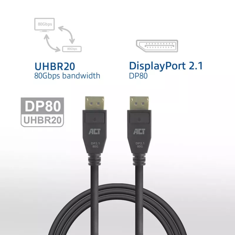 ACT AK4083 DisplayPort kabelis 3 m melns