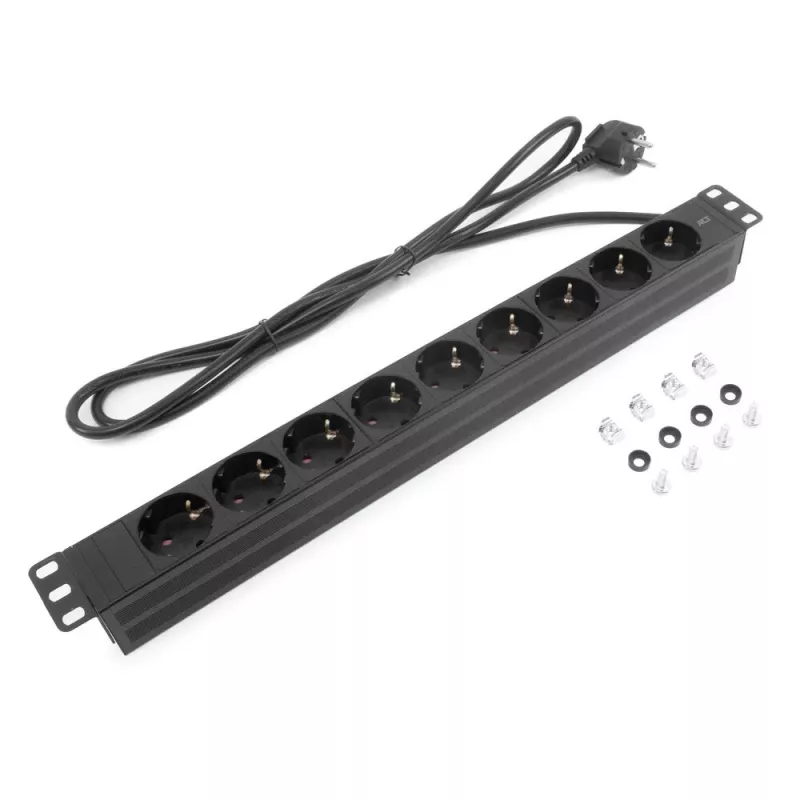 ACT pagarinātāja bloks PDU 19 collu CEE7/7 ar 9 tipa F rozetēm, 3m H05VV-F 3G1.5