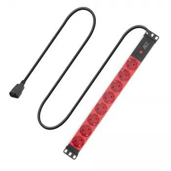 Strāvas sadales bloks ACT PD3004 19 collas C14 IEC60320 ar 8 F tipa kontaktligzdām, 3 m H05VV-F 3G1.0, 230 V 10 A