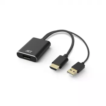 ACT AC7536 video kabeļa adapteris 0,24 m HDMI + USB DisplayPort melns