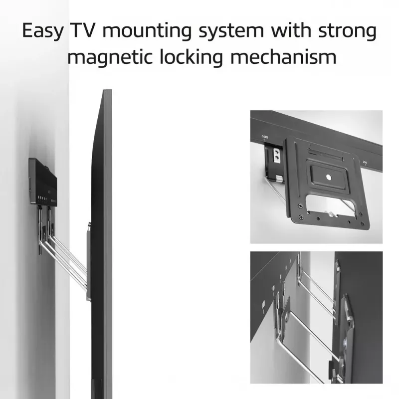 ACT Fixed TV Wall Mount AC8356 for 37 inch–80 inch TVs, ultra plāns, VESA 200x200–600x400, 75 kg capacity, 9.5 mm wall gap, Melns