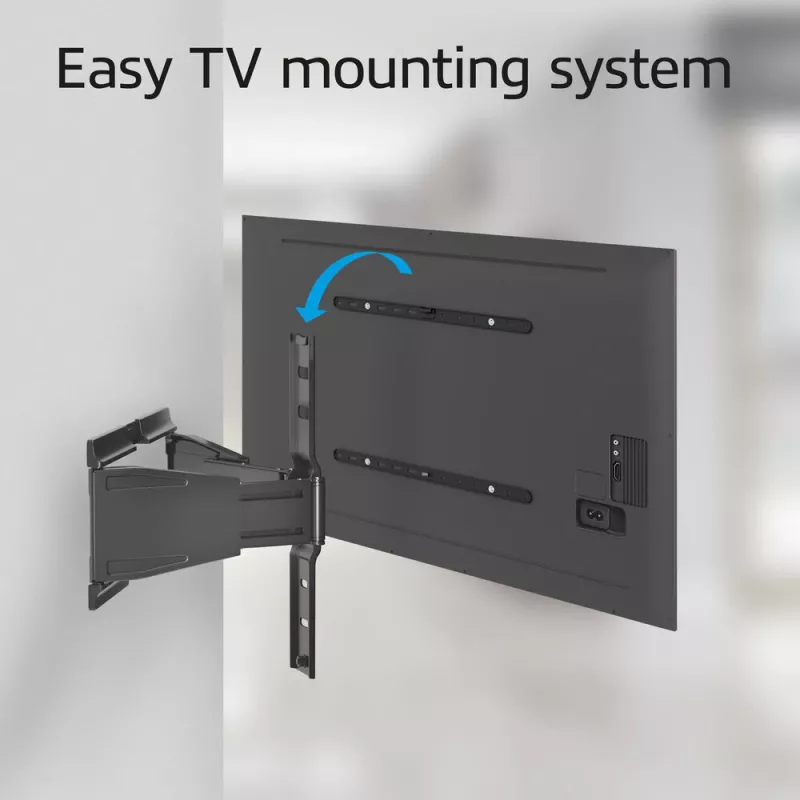 Pilnībā kustīgs TV sienas stiprinājums ACT AC8357 43 collu–90 collu ekrāniem, VESA 100x200–600x400, slīpums -15°–3°, pagriešana ±30°, maks. slodze 50 kg, īpaši plāns