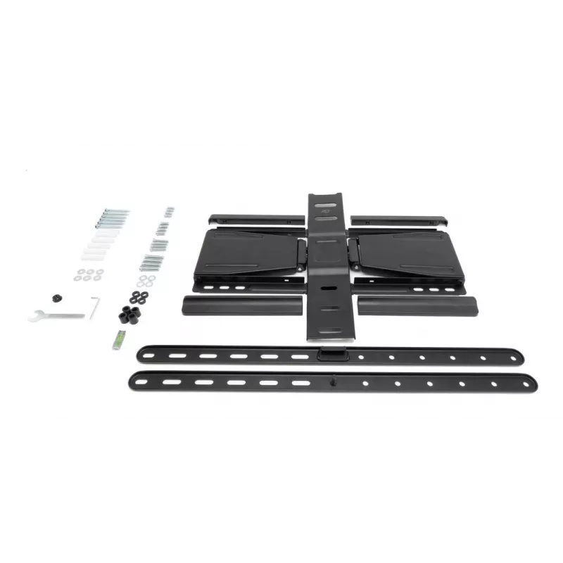 Pilnībā kustīgs TV sienas stiprinājums ACT AC8357 43 collu–90 collu ekrāniem, VESA 100x200–600x400, slīpums -15°–3°, pagriešana ±30°, maks. slodze 50 kg, īpaši plāns
