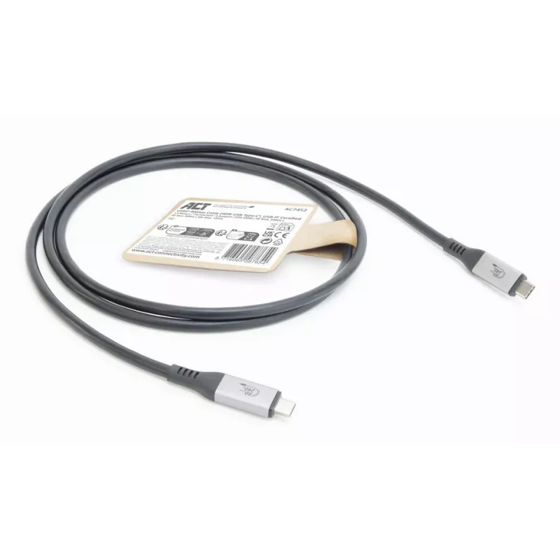 ACT USB4 80Gbps Thunderbolt 5 kabelis 240W USB Type-C, USB-IF sertificēts, 1,5 metri